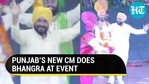 Punjab CM Charanjit Singh Channi performed with bhangra dancers at IK Gujral Punjab Technical University (Twitter) Punjab CM Charanjit Singh Channi performed with bhangra dancers at IK Gujral Punjab Technical University (Twitter)