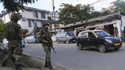 Soldiers stand guard on a street in Kohima even as Naga groups hold talks with the Centre on October 29, 2019. (File photo)