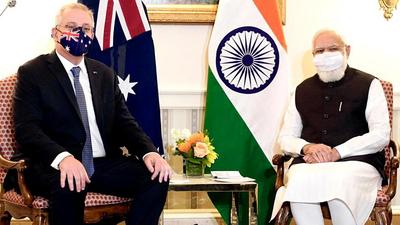 Indian Prime Minister Narendra Modi holds a bilateral meeting with Australian Prime Minister Scott Morrison, in Washington DC on Thursday. (ANI) Indian Prime Minister Narendra Modi holds a bilateral meeting with Australian Prime Minister Scott Morrison, in Washington DC on Thursday. (ANI)