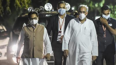 Chhattisgarh chief minister Bhupesh Baghel and Congress’ State in-charge PL Punia come out after meeting party leader Rahul Gandhi in New Delhi on August 27. Baghel will visit Delhi again in early October to discuss the schedule for Gandhi’s visit (PTI) Chhattisgarh chief minister Bhupesh Baghel and Congress’ State in-charge PL Punia come out after meeting party leader Rahul Gandhi in New Delhi on August 27. Baghel will visit Delhi again in early October to discuss the schedule for Gandhi’s visit (PTI)