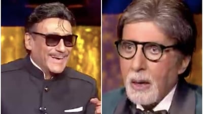 Jackie Shroff on Kaun Banega Crorepati 13, hosted by Amitabh Bachchan. Jackie Shroff on Kaun Banega Crorepati 13, hosted by Amitabh Bachchan.