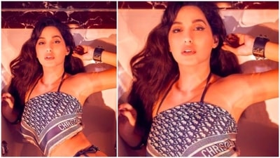 In the pictures, Nora Fatehi poses wearing Christian Dior swimwear. (Instagram/@norafatehi)