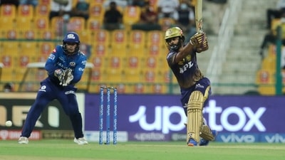 Rahul Tripathi of Kolkata Knight Riders slammed a 29-ball fifty against Mumbai Indians in IPL 2021 in Abu Dhabi Rahul Tripathi of Kolkata Knight Riders slammed a 29-ball fifty against Mumbai Indians in IPL 2021 in Abu Dhabi