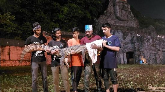 7-foot-long crocodile rescued from Thane 7-foot-long crocodile rescued from Thane