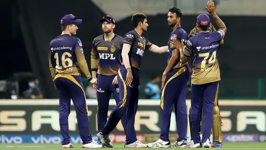 UAE, Sept 23: Prasidh Krishna of Kolkata Knight Riders celebrates the wicket of Quinton de Kock of Mumbai Indians during the IPL match between the Kolkata Knight Riders and the Mumbai Indians, at the Sheikh Zayed Stadium, in Abu Dhabi on Thursday.&nbsp;(ANI)