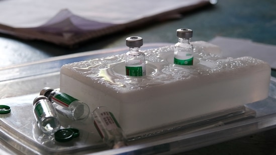 Vials of the Covishield Covid-19 vaccine at a vaccination camp set up in New Delhi.&nbsp;(Representational Image / Bloomberg)