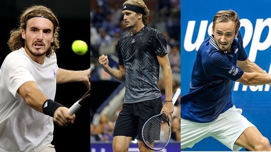 From left: Stefanos Tsitsipas, Daniil Medvedev and Alexander Zverev. (Getty Images) From left: Stefanos Tsitsipas, Daniil Medvedev and Alexander Zverev. (Getty Images)