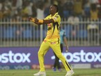 Dwayne Bravo provided CSK the much-needed breakthrough when he dismissed Kohli for 53 in the 14th over. As it turns out, that opened the gates for CSK. Bravo went on to claim Glenn Maxwell and Harshal Patel's wickets as he finished with figures of 3/24 in 4 overs.(BCCI/IPL)