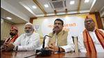 BJP leader and Union education minister Dharmendra Pradhan (centre) at a press conference in Lucknow. (Deepak Gupta/HT Photo) BJP leader and Union education minister Dharmendra Pradhan (centre) at a press conference in Lucknow. (Deepak Gupta/HT Photo)