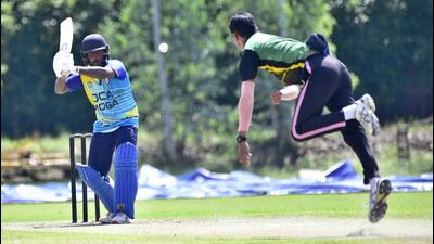 Players in action during the Punjab state inter-district senior one-day tournament at GRD Academy in Ludhiana on Friday. (Gurpreet Singh/HT)