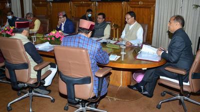 Himachal Pradesh chief minister Jai Ram Thakur presiding over the cabinet meeting in Shimla on Friday. (Deepak Sansta/HT) Himachal Pradesh chief minister Jai Ram Thakur presiding over the cabinet meeting in Shimla on Friday. (Deepak Sansta/HT)