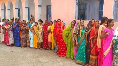 Female voters stand in queue to cast their votes during the first phase of Panchayat polls in Bihar’s Kaimur on Friday. (SANTOSH KUMAR/HT PHOTO) Female voters stand in queue to cast their votes during the first phase of Panchayat polls in Bihar’s Kaimur on Friday. (SANTOSH KUMAR/HT PHOTO)
