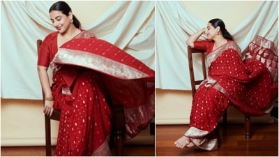 Vidya Balan was recently seen wearing a traditional deep red saree. (Instagram/balanvidya)