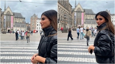 In this latest set of pictures shared by Mouni Roy on her Instagram handle, Mouni Roy shows how to rock leather pants. (Instagram/@imouniroy)