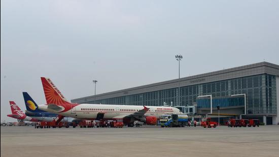 The suspect was to board a flight to Mumbai from Chandigarh International Airport and during checking, the airport security found a revolver on him and informed the police. (HT FILE PHOTO)