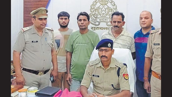 Suspect Leelu Tyagi (in green T-shirt) is a resident of Basantpur Saithli in Muradnagar. (Sourced)