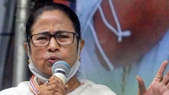 West Bengal CM and TMC supremo Mamata Banerjee addresses an election campaign in Kolkata. (PTI)