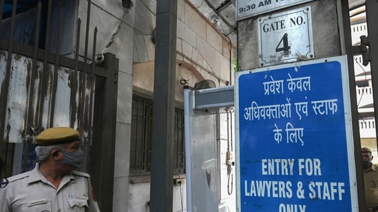 The Delhi Police mentioned in a tweet, "Two gangsters killed in immediate counterfire by Police as they opened fire in lawyers' attire at a gangster UTP (under trial prisoner) in Rohini court premises this afternoon. All 3 gangsters dead. No other injury or death occurred."(AFP)