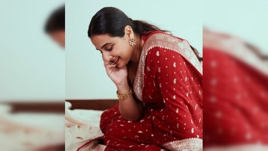 Vidya Balan, on Friday, took to her Instagram handle to share a few pictures of herself in a stunning deep red saree.(Instagram/@balanvidya)