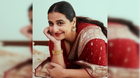 Vidya Balan looked to-die-for as she posed for the camera in this red saree.(Instagram/@balanvidya)