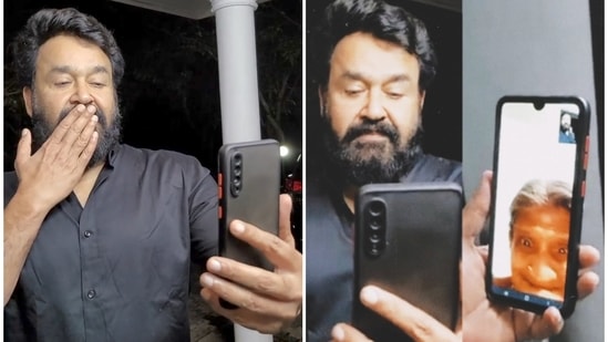 Mohanlal made a video call to his diehard fan Rukmini. Mohanlal made a video call to his diehard fan Rukmini.