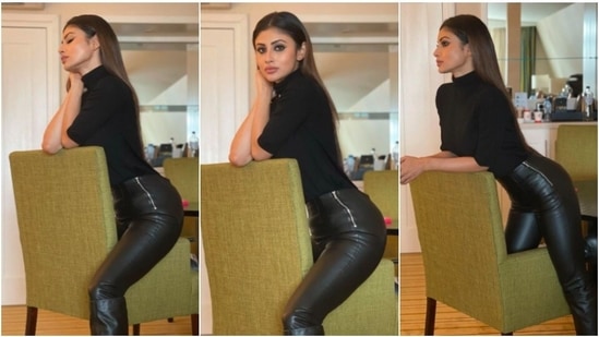 Photos: Mouni Roy shows how to rock black turtle neck and leather pants