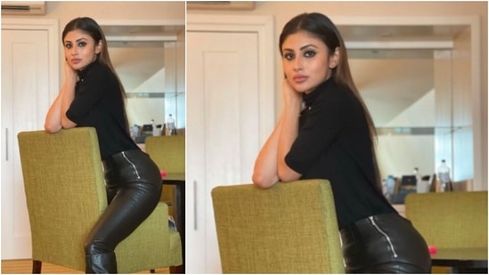 Photos: Mouni Roy shows how to rock black turtle neck and leather