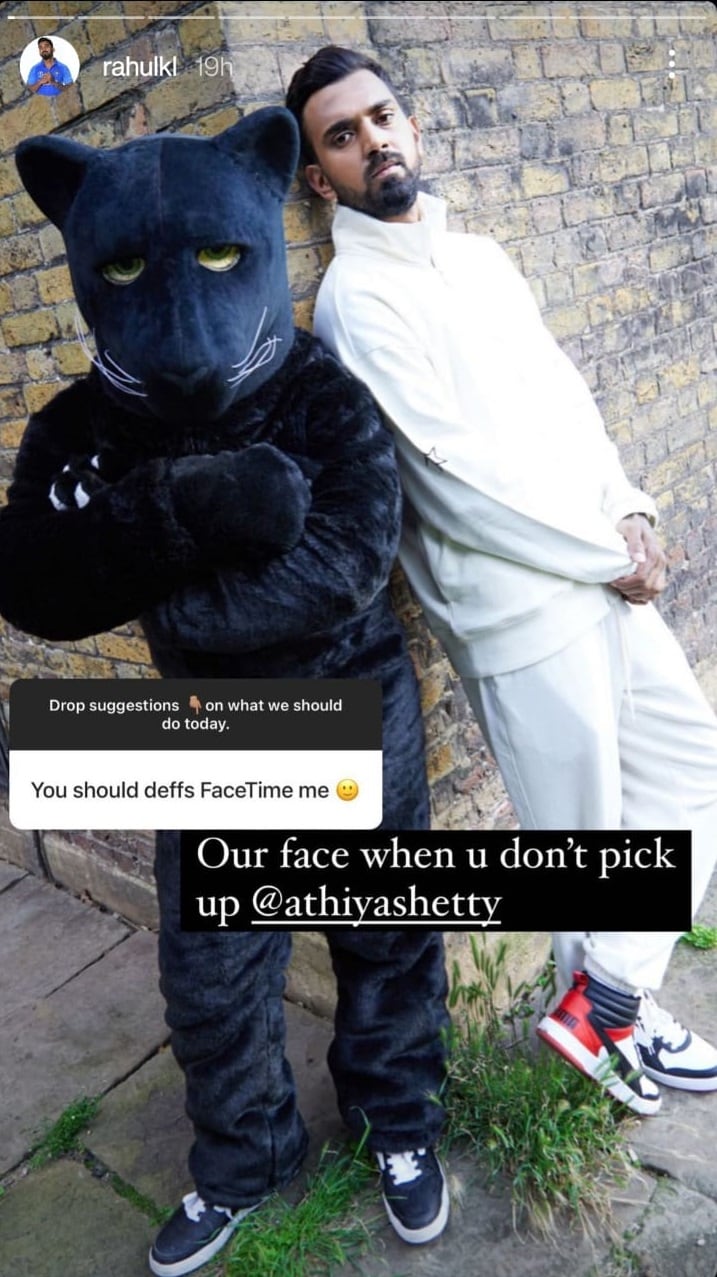 KL Rahul replied to Athiya Shetty on Instagram Stories.