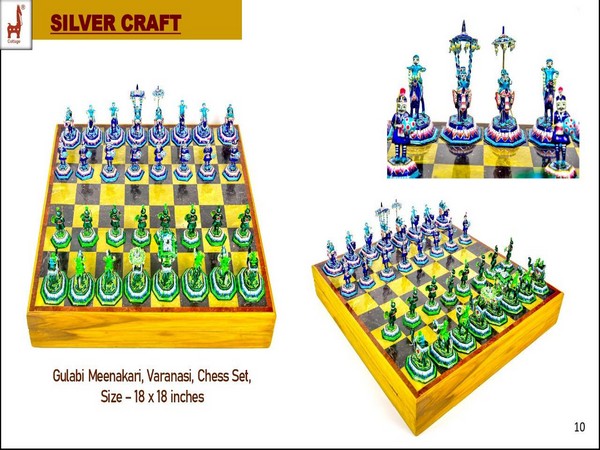 Multicolor Shrinath Art Gallery Brass Chess Board With Meenakari