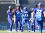 Delhi Capitals celebrate after dismissing RR's openers cheaply.(IPL)