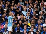 Manchester City's Gabriel Jesus celebrates after scoring his side's opening goal during the English Premier League soccer match between Chelsea and Manchester City at Stamford Bridge Stadium in London, Saturday, Sept. 25, 2021. (AP) Manchester City's Gabriel Jesus celebrates after scoring his side's opening goal during the English Premier League soccer match between Chelsea and Manchester City at Stamford Bridge Stadium in London, Saturday, Sept. 25, 2021. (AP)