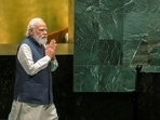 Prime Minister Narendra Modi at the 76th Session of the UN General Assembly in New York. REUTERS/Eduardo Munoz/Pool