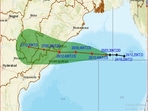 The predicted path of Cyclone Gulab as presented by India Meteorological Department.(Courtesy: mausam.imd.gov.in) The predicted path of Cyclone Gulab as presented by India Meteorological Department.(Courtesy: mausam.imd.gov.in)