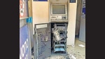 The robbers cut open the ATM at Bhutta village in Ludhiana. (HT PHOTO ) The robbers cut open the ATM at Bhutta village in Ludhiana. (HT PHOTO )