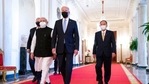 US president Joe Biden walks to the Quad summit with Prime Minister Narendra Modi, Australian Prime Minister Scott Morrison, and Japanese Prime Minister Yoshihide Suga, to the East Room of the White House, on Friday, September 24, 2021, in Washington. (AP Photo / Evan Vucci) US president Joe Biden walks to the Quad summit with Prime Minister Narendra Modi, Australian Prime Minister Scott Morrison, and Japanese Prime Minister Yoshihide Suga, to the East Room of the White House, on Friday, September 24, 2021, in Washington. (AP Photo / Evan Vucci)