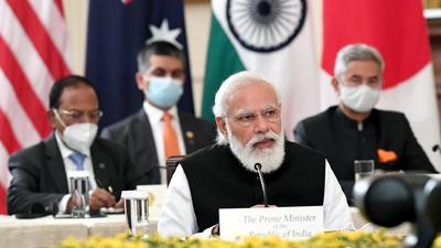 Indian Prime Minister Narendra Modi addressing the Quad Summit, in Washington DC on Friday. (ANI)