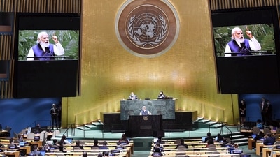 Prime Minister Narendra Modi addresses the 76th Session of the United Nations General Assembly, in New York. (ANI) Prime Minister Narendra Modi addresses the 76th Session of the United Nations General Assembly, in New York. (ANI)