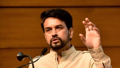 Information and broadcasting minister Anurag Thakur in Ladakh. (ANI Photo)