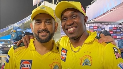 MS Dhoni (L) with DJ Bravo (R) (CSK / Instagram)