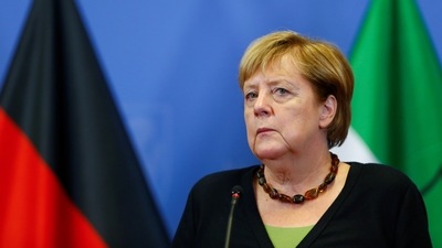 German Chancellor Angela Merkel addresses a news conference in Hagen, (Reuters)