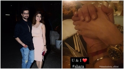 Shamita Shetty and Raqesh Bapat on their date. (Left pic: Varinder Chawla)