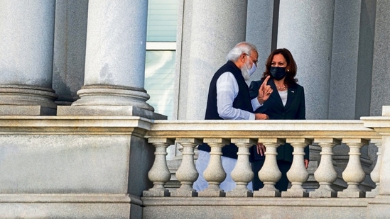 PM Modi on September 23 praised Kamala Harris as a "source of inspiration" while extending an invitation to her to visit India.(MINT_PRINT)