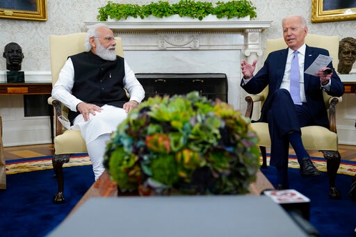 US president Joe Biden meets Prime Minister Narendra Modi in the Oval Office of the White House, on Friday, September 24, 2021, in Washington. (Evan Vucci / AP) US president Joe Biden meets Prime Minister Narendra Modi in the Oval Office of the White House, on Friday, September 24, 2021, in Washington. (Evan Vucci / AP)
