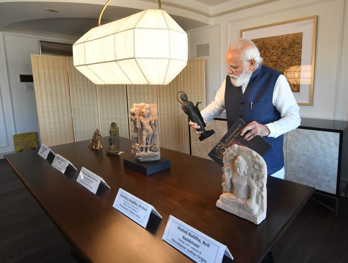 PM Modi to bring home 157 artefacts, antiquities from the US. PM Modi to bring home 157 artefacts, antiquities from the US.