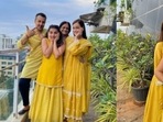 Dia Mirza with Vaibhav Rekhi and Samaira. Dia Mirza with Vaibhav Rekhi and Samaira.