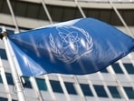 The flag of the International Atomic Energy Agency (IAEA) waves at the entrance of the Vienna International Center in Vienna. (AP File Photo) The flag of the International Atomic Energy Agency (IAEA) waves at the entrance of the Vienna International Center in Vienna. (AP File Photo)