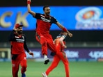 RCB weren't done yet. Harshal Patel picked up a hat-trick en route to his four-wicket haul as RCB thrashed MI by 54 runs to stay 3rd in the points table. Courtesy of a poor run-rate, Mumbai slipped down to the 7th place in the points table.(BCCI/IPL)