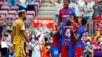 Barcelona's Ansu Fati celebrates after scoring his side's third goal during a Spanish La Liga soccer match between FC Barcelona and Levante at the Camp Nou stadium in Barcelona, Spain, Sunday, Sept. 26, 2021. (AP Photo/Joan Monfort)(AP) Barcelona's Ansu Fati celebrates after scoring his side's third goal during a Spanish La Liga soccer match between FC Barcelona and Levante at the Camp Nou stadium in Barcelona, Spain, Sunday, Sept. 26, 2021. (AP Photo/Joan Monfort)(AP)