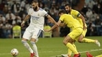 Karim Benzema of Real Madrid in action against Pau Torres (R) of Villarreal CF. (Getty) Karim Benzema of Real Madrid in action against Pau Torres (R) of Villarreal CF. (Getty)