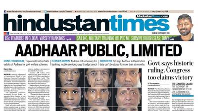HT This Day: September 27, 2018 — Aadhaar Public, Limited HT This Day: September 27, 2018 — Aadhaar Public, Limited